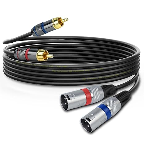 Dual RCA Male to Dual XLR Male Cable Adapter, 3.3 Feet Unbalanced L/R RCA to XLR Phono Plug Cable, Left and Right Tape Out Cord, for Mixer, Studio Monitor, Stereo HiFi Subwoofer Speaker