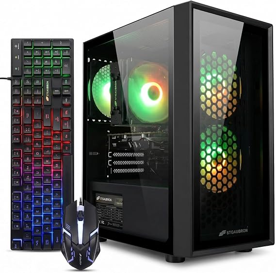 STGAubron Gaming PC Desktop,Intel i7 Xeon E5,RX 560 4G,16G RAM,512G SSD