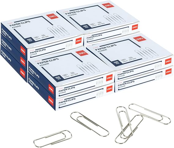 deli #1 Nonskid Paper Clips, 10 Boxes of 100 Each, Silver | 1000 Medium Paper Clips