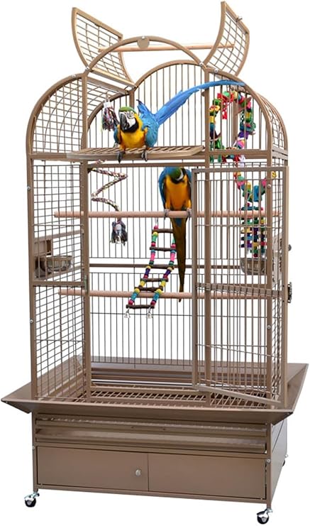 Bird Cage, Parrot Cage, Metal Cage with Rolling Stand and Cup for Cockatiels Parakeets Lovebirds Flight Perches Birdcage