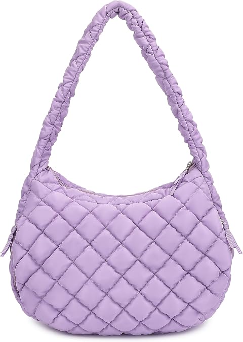 Puffer Tote Bag for Women, Large Quilted Carryall with Zipper, Waterproof Lightweight Shoulder Bag for Work,Daily Use