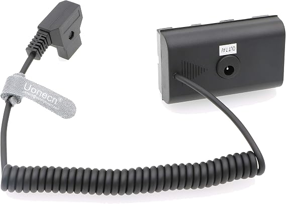 Uonecn NP F550 Dummy Battery to D-Tap Coiled Power Cable for Sony NP F570 NP F970 Monitor