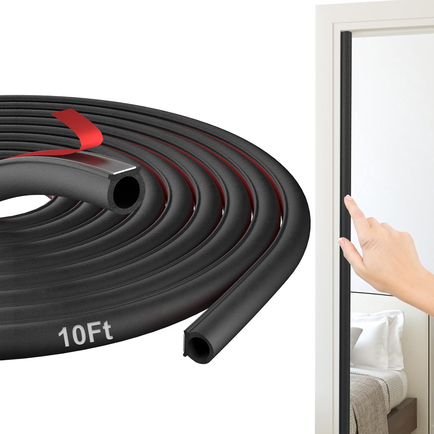 Automotive Weather Stripping Door Seal, 10 Ft Self Adhesive D Shaped Rubber Car Door Weather Stripping, Universal Thick Car Door Seal Strip for Door Frame for Auto Truck Rv Off Road Big Gap