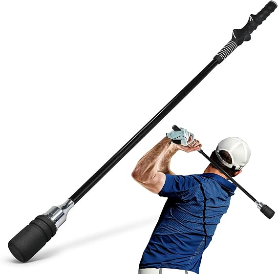Golf Swing Speed Trainer, Click Stick Golf Trainer for Inertia & Swing Rhythm Practice, Weighted Golf Training Aid with Comfort Grip Helps Enhance Strength & Maintain Good Grip Habits
