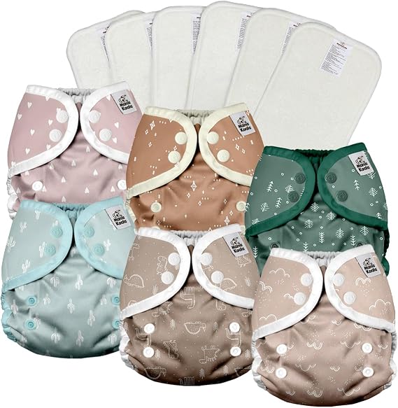 Mama Koala Reusable Adjustable Cloth Diaper Covers Size S,with 6pcs 5-Layer Bumboo Inserts