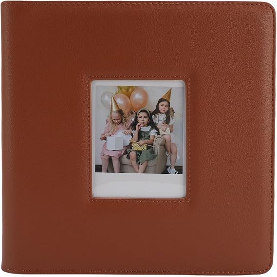 Zyyini Photo Album, PU Leather Cover, Fit for Wide 300 400 90x110mm Photos, 36 Pages 288 Pictures Capacity, for Storing Receipts Business Cards Discount Cards (Brown)
