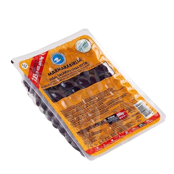 Marmarabirlik Black Olives, Turkish Pickled Olive, Hand-Picked, Healthy Snacks for Salads & Mezze, Platter of Fresh Food, Vegan, Kosher, Halal, Snack Packs, 28.2 Oz (800g)