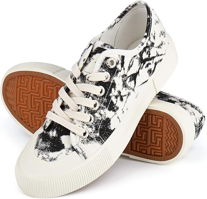 Womens Sneakers Casual Canvas Shoes Classic Low Top Lace up Comfortable Tennis Walking Shoes