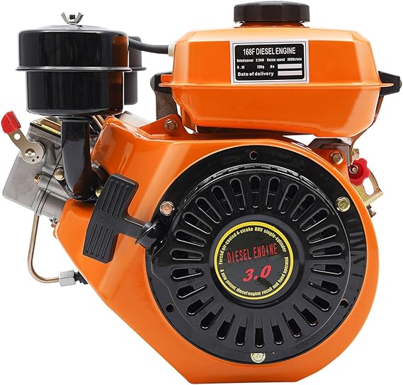 196cc 4-Stroke Diesel Engine Single-Cylinder, Turbo Diesel Engine 2200w Power and 3000rpm 3l/126.8 Oz Fuel Tank Adopting a Plug-in Diesel System and Single Valve Fuel Injection