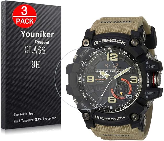 3 Pack Compatible with Casio GG-1000 Screen Protector Tempered Glass Compatible with Casio Men's G Shock GG1000 Watch Screen Protector Foils Glass 9H 0.3MM Anti-Scratch