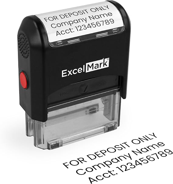 ExcelMark Bank Deposit Stamp - Ideal for Effiecient Banking Document Management with Deposit Stamps, Perfect for Professional Settings - Choose from 5 Ink Colors (Medium)