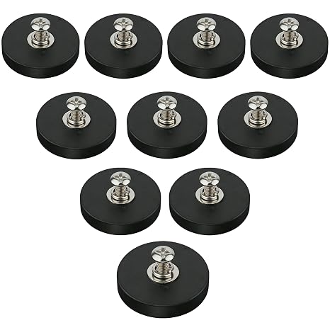 ULIBERMAGNET 10Pack Rubber Coated Magnet,Strong Magnet Base with M4 Female Thread,Strong Magnetic Mounting for Lighting,Tools and equipement