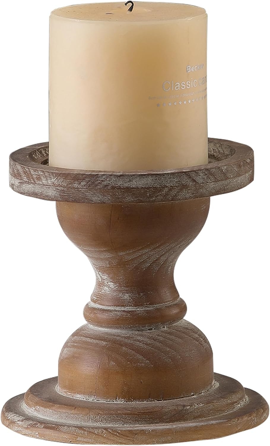 SOFE Large Rustic Wood Candle Holder Decor, Brown Candle Pillar Holder, Farmhouse Candle Stands for Pillar Candles, Wooden Candlestick Holders for Coffee Table, Mantel