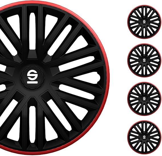 Sparco Wheel Covers Bergamo - 16-inch - Black/Red - Set of 4 pieces