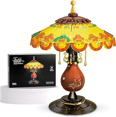 Retro-Style Table Lamp Toy Building Set, Home Decor Accessory for Adults, Gift for Valentines Day for Her & Him - 804 Pieces Mini Building Blocks