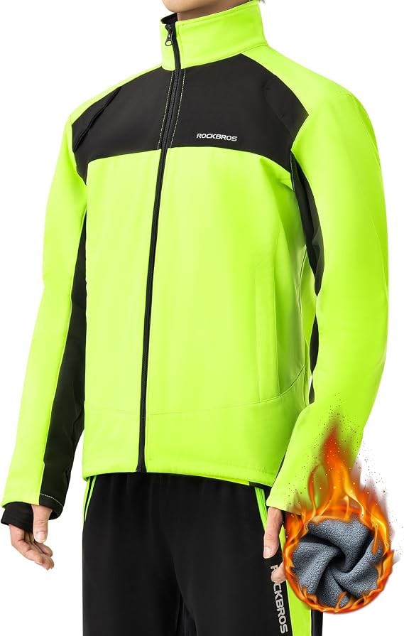 ROCKBROS Cycling Jackets for Men Winter Bike Jackets Thermal Windproof Jacket Cold Weather Cycling Hiking