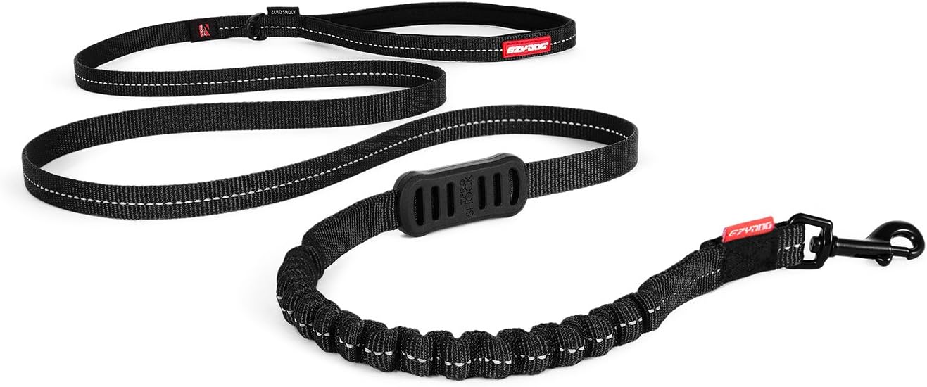 EzyDog Zero Shock LITE Dog Leash - Shock Absorbing Bungee Leash for Dogs That Pull or Excite - Dual Handle and Reflective for Medium, or Small Dogs 72, Black