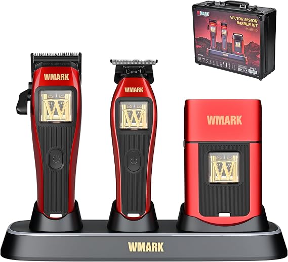 WMARK Professional 3-in-1 Cordless Hair Clippers Trimmer Shaver Kit, DLC Blade, Titanium Foil, 10000 RPM Maglev Motor with Storage Case, Barber Cape & Universal Adapter Model NG-X1 KIT (3 in 1)