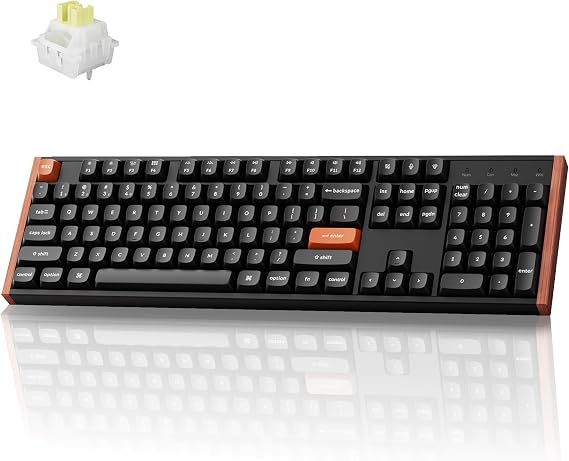 Keychron K10 HE 100% Wireless Hall Effect Keyboard, Silent Banana Switch | Hot-Swappable Tactile Magnetic Adjustable Actuation 2.4 GHz Bluetooth USB-C PBT Keycaps QMK Custom RGB Aluminum Wood Frame