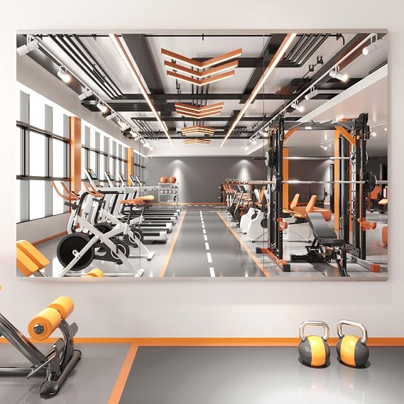 Peegel 48''x24''(3PCS) Large Home Gym Mirror | Frameless Tempered Glass Workout Mirrors for Home Gym Wall,Yoga,Garage,Dance