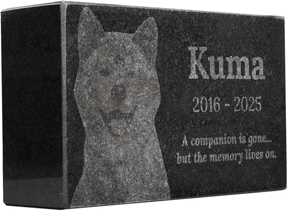 PlaqueMaker Dog Personalized Pet Memorial Stone, 7x4x2 inches and Larger, Laser Engraved Granite, Indoor/Outdoor Pet Grave Marker (7 x 4 x 2)