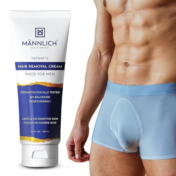 Man.nlich Intimate/Private Hair Removal Cream for Men (100 ml) | Painless, Faster, Soothing for Unwanted Coarse Pubic Hair, Suitable For All Skin Types (Pack of 1)