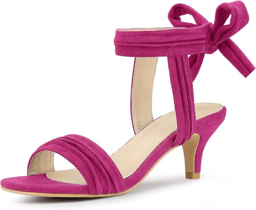 Perphy Women's Sandals Kitten Heels Ankle Tie | Slingback, Mid Heel (2.4 Inches), Ankle Tie, Faux Suede, Formal Women Dress Shoes, Prom, Back to School