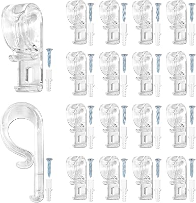 18 Sets Roller Shade Clear Safety Chain and Cord Guide Fixation Hook P Clip Blind Cord Holder Fixation Hook Fixation Hook for Bead Chain for Roller Blinds Clear
