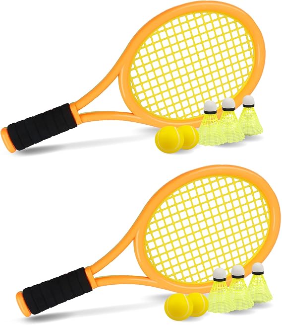 Kid Tennis Racket with Bag,Plastic Racquet Include 4 Foam Ball,6 Badminton shuttlecocks for Children (Over 3 Years Old),Toddler Outdoor/Indoor Sport Play