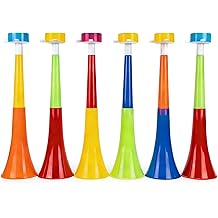 6-Pack Extendable Stadium Horns Vuvuzela, 11IN Large Loud Cheering Noise Maker for Fans, Plastic Blow Horn for Tailgate Party Supplies & Game Day Outdoor Accessories