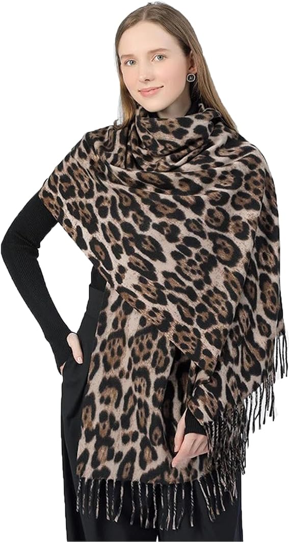 Womens Classic Leopard Print Winter Scarf Large Soft Pashmina Shawls Wraps Scarf