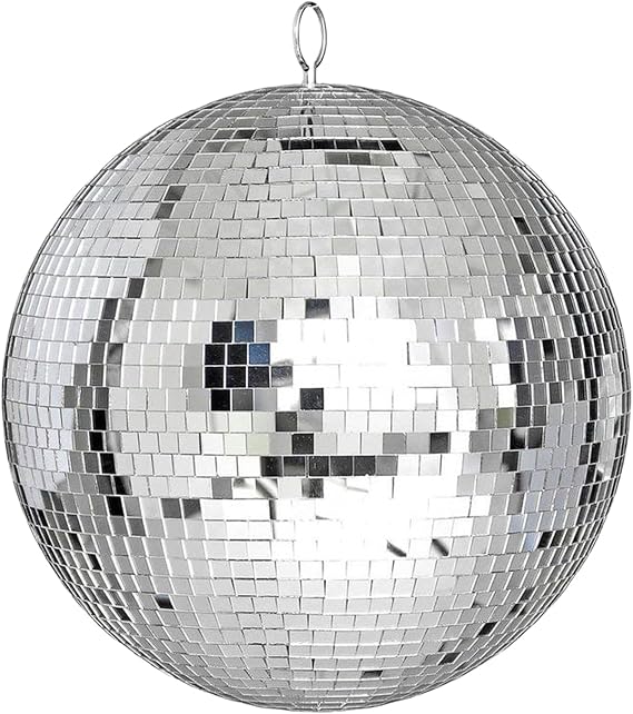Large Disco Ball - 16 Inch Cool Mirror Ball, Giant Discoball, Super Big Disco Ball for Party Designs, Weddings, Home Decor, Silver Hanging Disco Ball