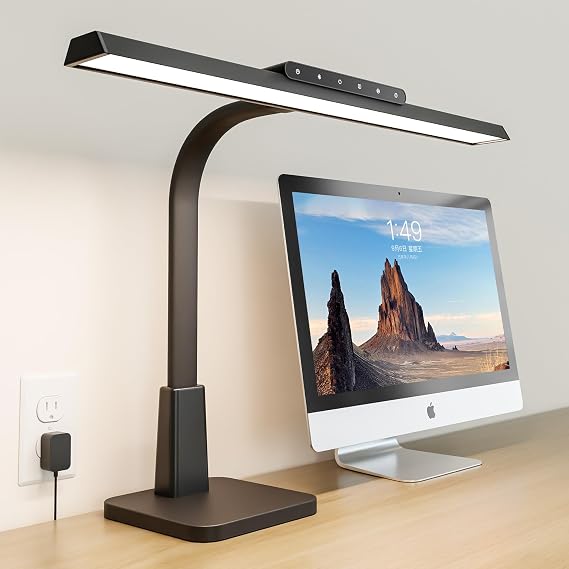 Desk Lamp with Stable Base, 1600LM Computer Desk Light with Timer Function | Eye-Caring Architect Desk Light for Home Office, 3 Color Modes Stepless Dimming Task Light with Memory Function