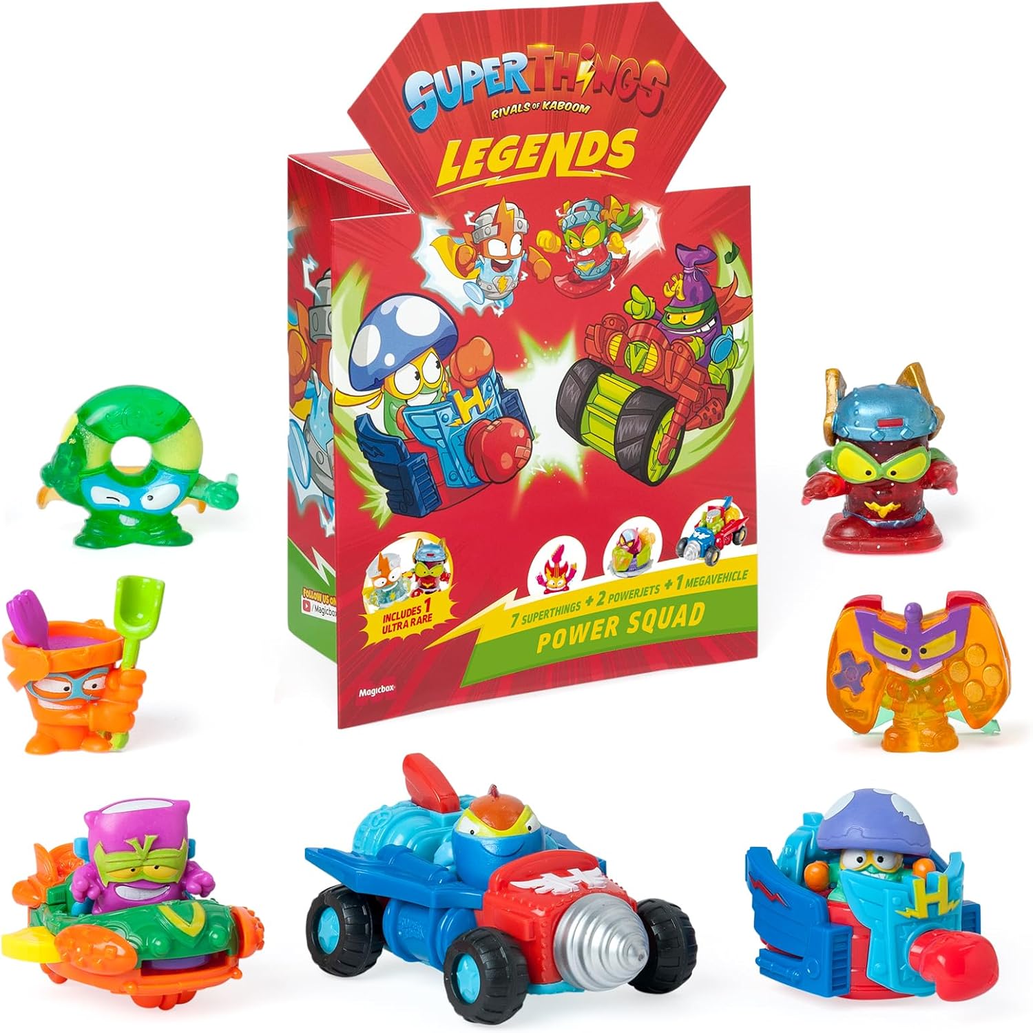 SUPERTHINGS Legend Power Scad Super Pack of the Most Legendary Super Things Characters - 6 Super Things, 2 Power Jets, 1 Mega Vehicle, 1 Super Thing Ultra Rare - Series 1 to 9 Products