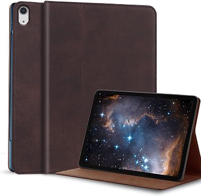 Gexmil Genuine Leather Case for iPad Air 13 Inch M3 2025 M2 2024,Premium Leather Smart Folio Cover, Auto SleepWake,Adjustable Stand, Anti-Slip,Sand Dark Brown