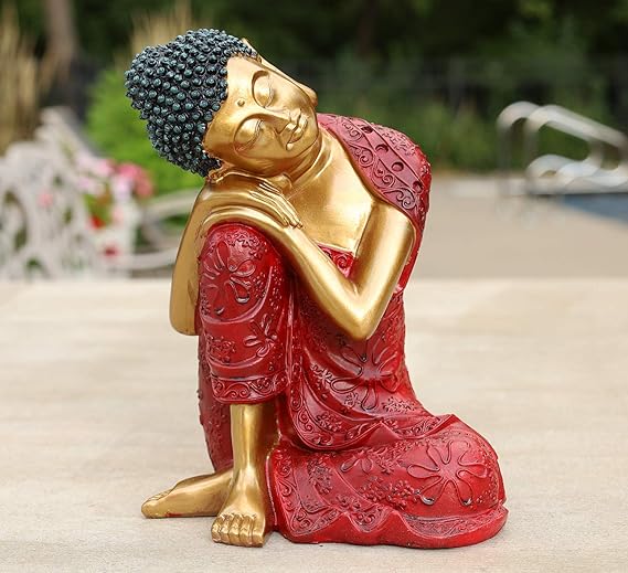 DharmaObjects Napping Buddha Thai Ivory Good Luck Asian Art Decor Statue