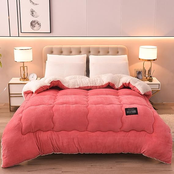 Super Warm Lamb Duvet Winter Blanket, Winter Blanket Double-Sided Velvet Thickened Autumn Spring Plush Duvet Core, Breathable Heat Fluffy Plush Blanket 150 x 200 cm, 2.5kg