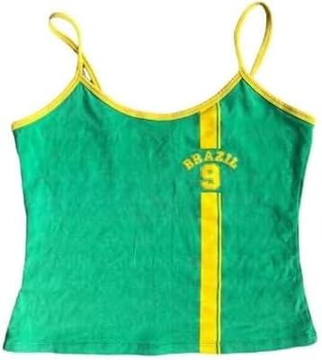 Brazil Strap Tank Top France Crop Top Y2k Shirts Graphic Tees for Women Vintage 90s Streetwear Graphic Crop Tops