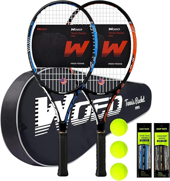 Adult 2 Player Tennis Racket Perfect for Beginner and Professional Players, 27 Speed Tennis Racquet Include Tennis Balls, Overgrips, Tennis Bag, Vibration Dampe, Cover