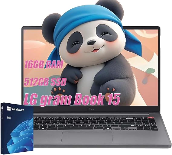 LG gram Book 15 Thin Lightweight Laptop Computer, 16GB RAM, 512GB SSD, AI Copilot in Windows 11 Pro, Intel i5-1334U(10 Cores up to 4.6 GHz), FHD IPS Display, with 5 ave 6 in 1 kit