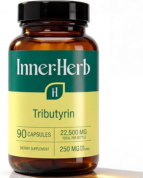 Tributyrin 250mg Supplement | Single Ingredient Tributyrin | 90 Vegan Capsules | Clean Label | Unflavored | 1 Capsule Daily | 90-Day Supply