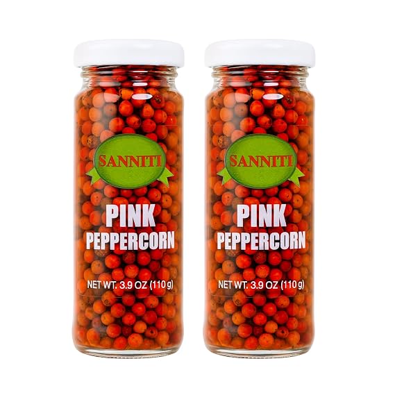 Sanniti Peppercorns in Brine | Imported from Spain | Great for Sauces, Soups, Meats and Light Dishes, 3.9 oz (Pack of 2) (Pink)