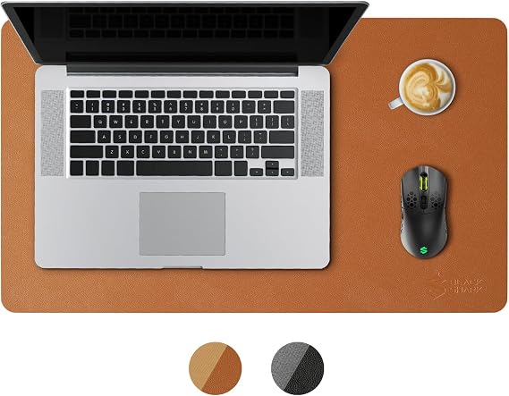 Black Shark Non-Slip Desk Mat, Gaming Mouse Pad (23.6" x 13.7" x 0.12"), Easy-to-Clean Laptop Keyboard Mouse Pad, Writing Pad, Waterproof Desktop Protector, Suitable for Office/Home - Manta P8 Brown