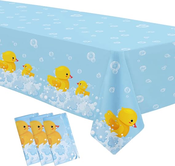 APOWBLS Rubber Duck Party Decorations Table Cloth, 3 Pack, 54in x 108in