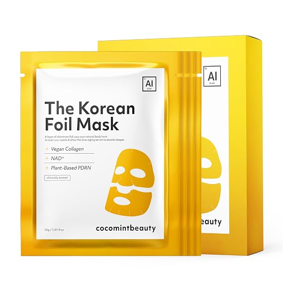 The Korean Foil Sheet Mask | Insulating Face Mask for Deep Absorption, NAD+, Collagen, PDRN, Firming, Elasticity, Moisturizing (30g x 4 sheets)