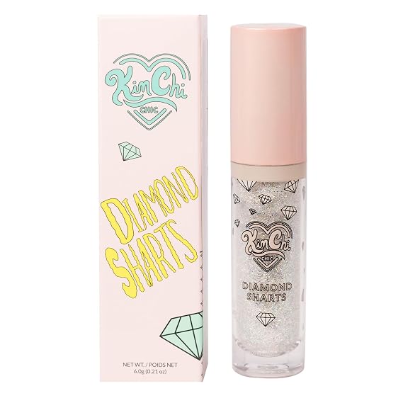 Kimchi Chic Beauty Diamond Sharts Sparkle Cream Eyeshadow, Liquid Glitter | Blendable Face & Body Cream Highlighter with Doe-Foot Applicator, White Shimmer Makeup Finish, World Dominance, 0.21 fl oz