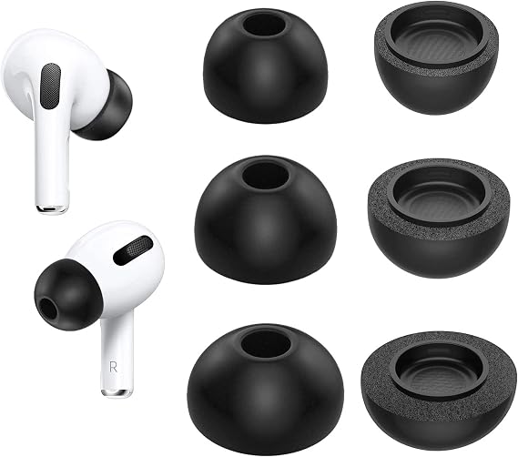 Memory Foam Ear Tips for Apple AirPods Pro Generation 1 and AirPods Pro 2, Replacement Foam Ear Tips, Better Noise Cancellation, 3 Pairs for Airpods Pro, Reduce Noise Earbuds (Assorted S/M/L)