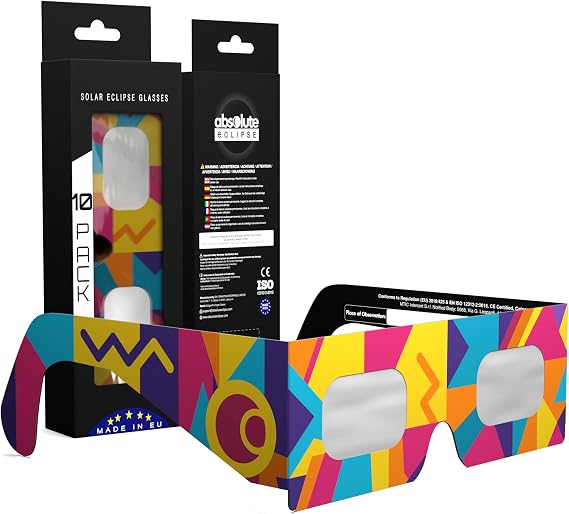 Solar Eclipse Glasses ISO 12312-2 &amp; CE Certified – Safe Solar Viewing for Direct Sun &amp; August 2026 Eclipse | Paper Cardboard Frame, Made in EU | For Kids &amp; Adults