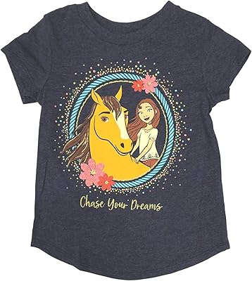 Jumping Beans Spirit Movie Girls Navy Glitter Chase Your Dreams Horse T-Shirt Tee Shirt