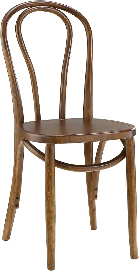 Modway Eon Natural Elm Wood Kitchen and Dining Room Chair in Walnut - Fully Assembled, Slat Back, 16"D x 20.5"W x 35"H